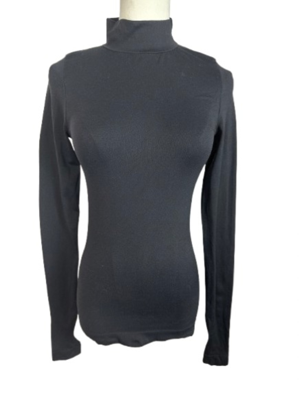 Free People Black Mockneck Long Sleeve Top